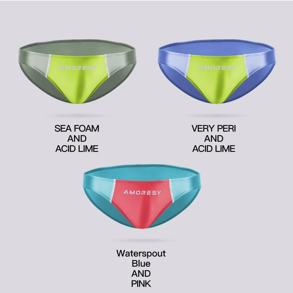 Oceanus Range of Spandex Color-Blocked Ultra-Low-Rise Swim Briefs(522)