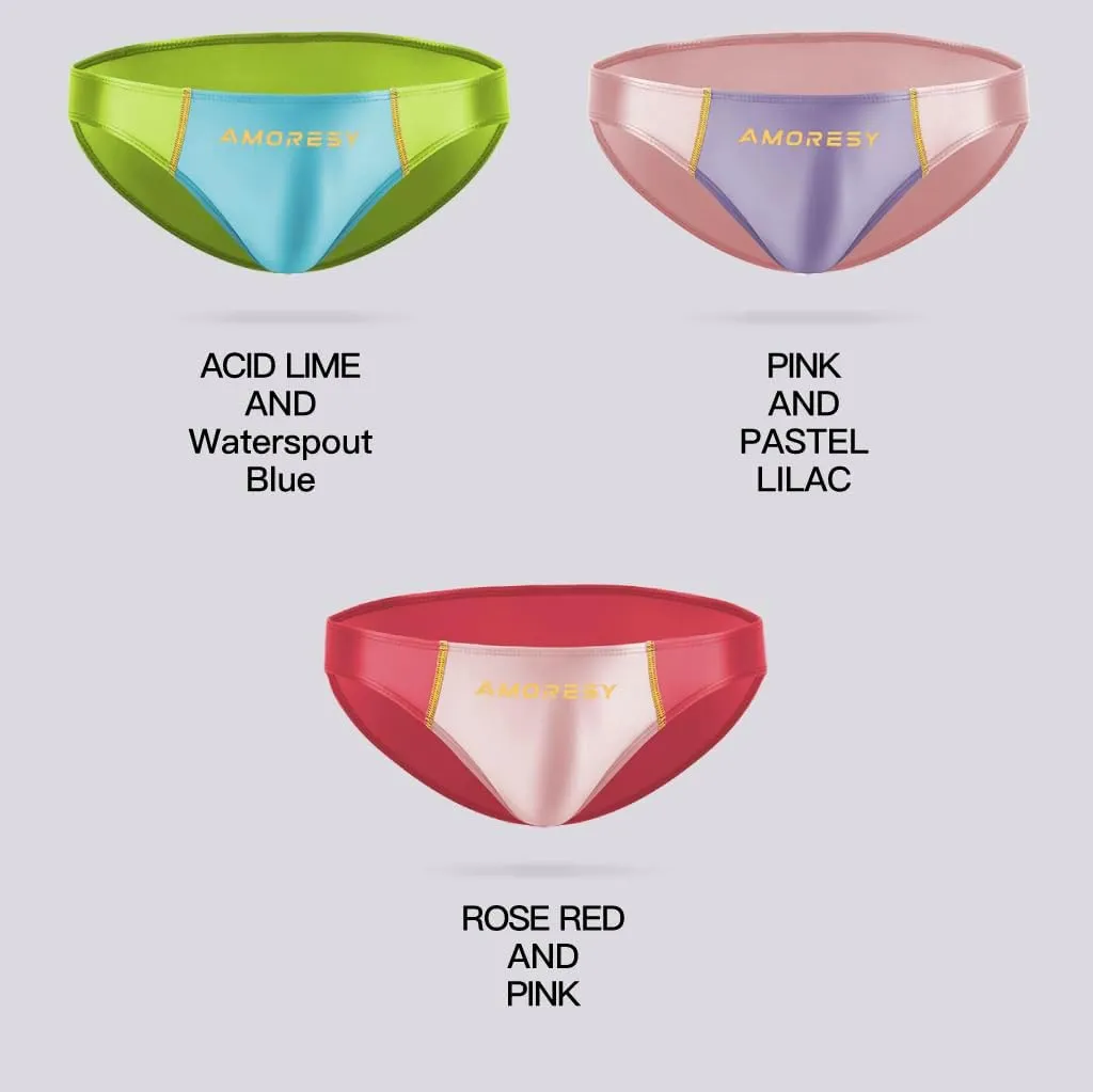 Oceanus Range of Spandex Color-Blocked Ultra-Low-Rise Swim Briefs(522)