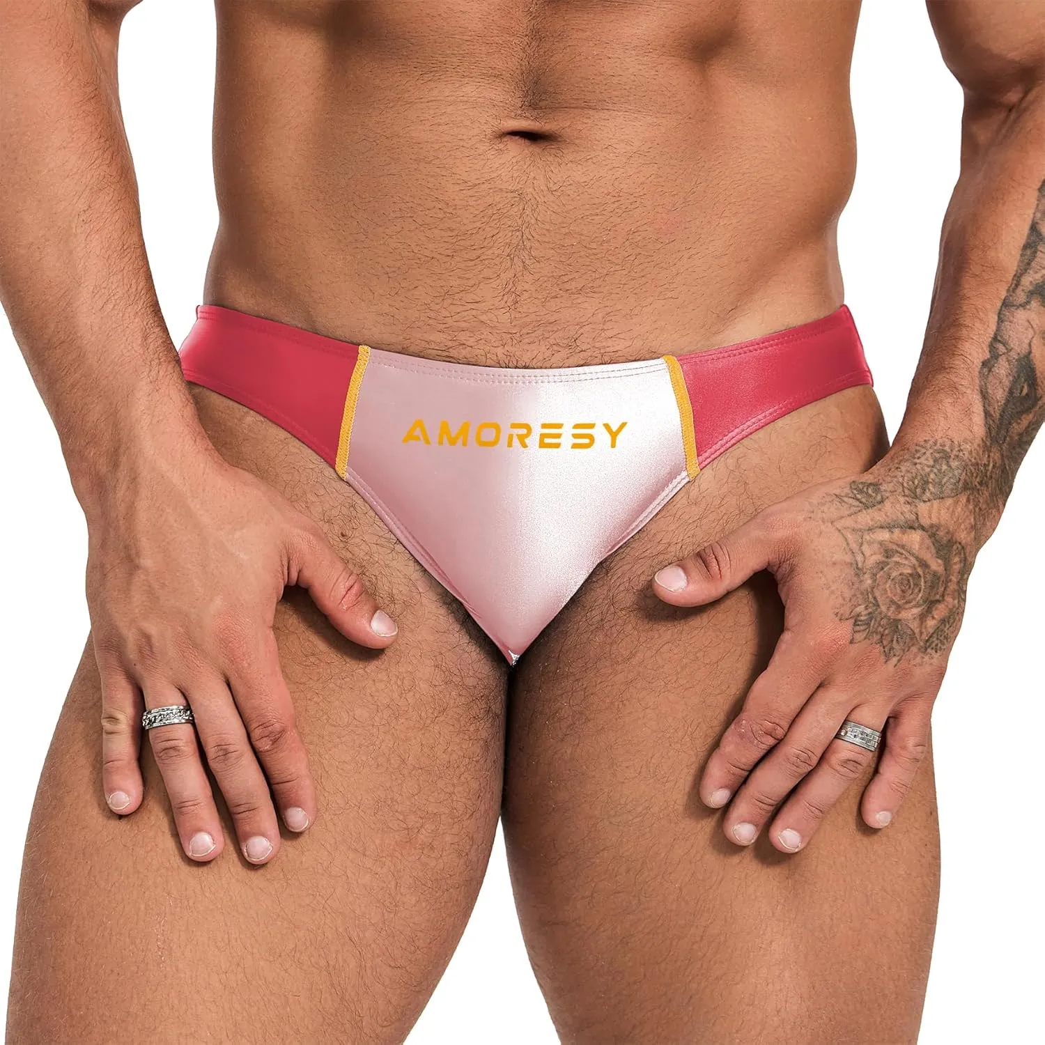 Oceanus Range of Spandex Color-Blocked Ultra-Low-Rise Swim Briefs(522)