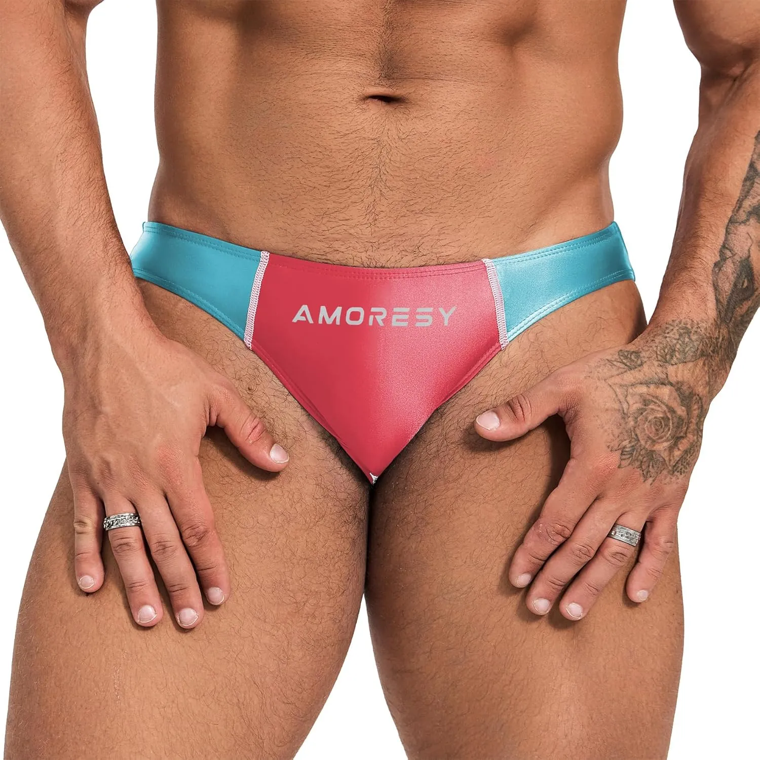 Oceanus Range of Spandex Color-Blocked Ultra-Low-Rise Swim Briefs(522)