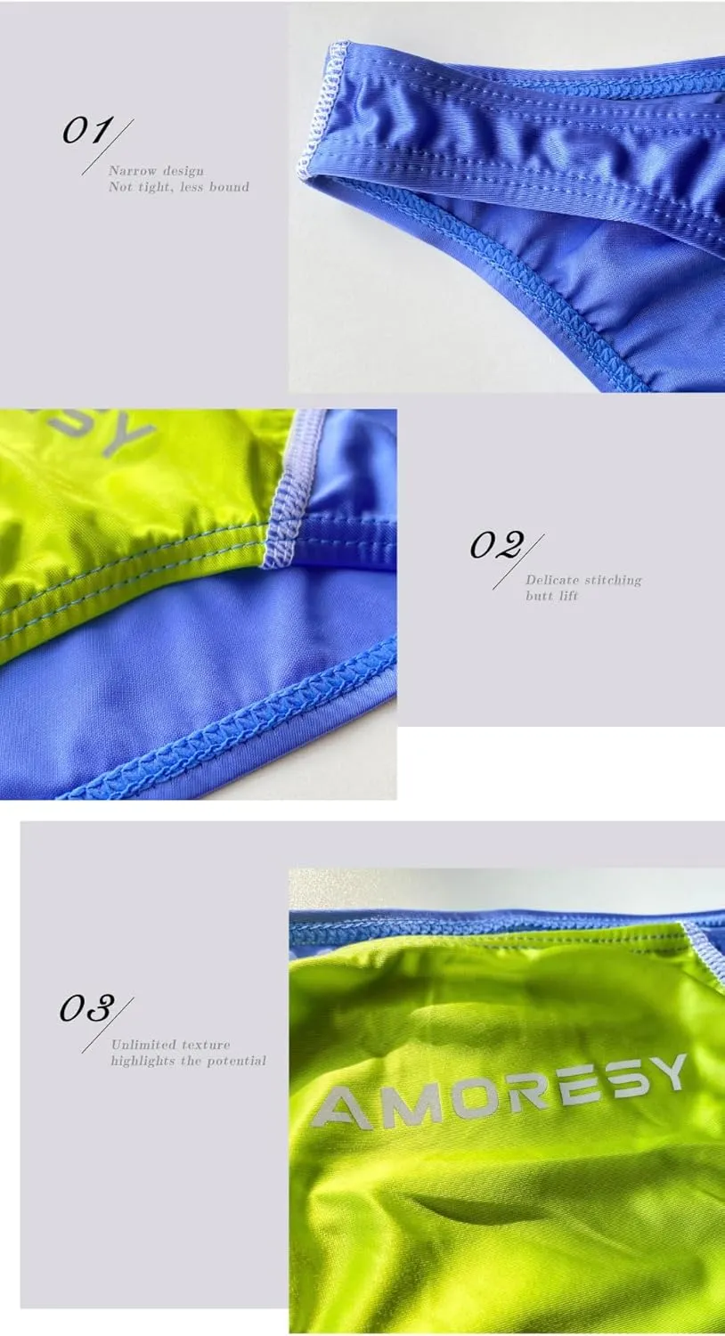 Oceanus Range of Spandex Color-Blocked Ultra-Low-Rise Swim Briefs(522)