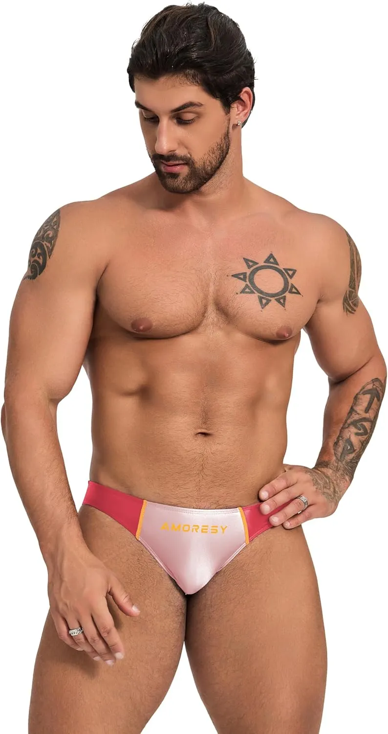 Oceanus Range of Spandex Color-Blocked Ultra-Low-Rise Swim Briefs(522)