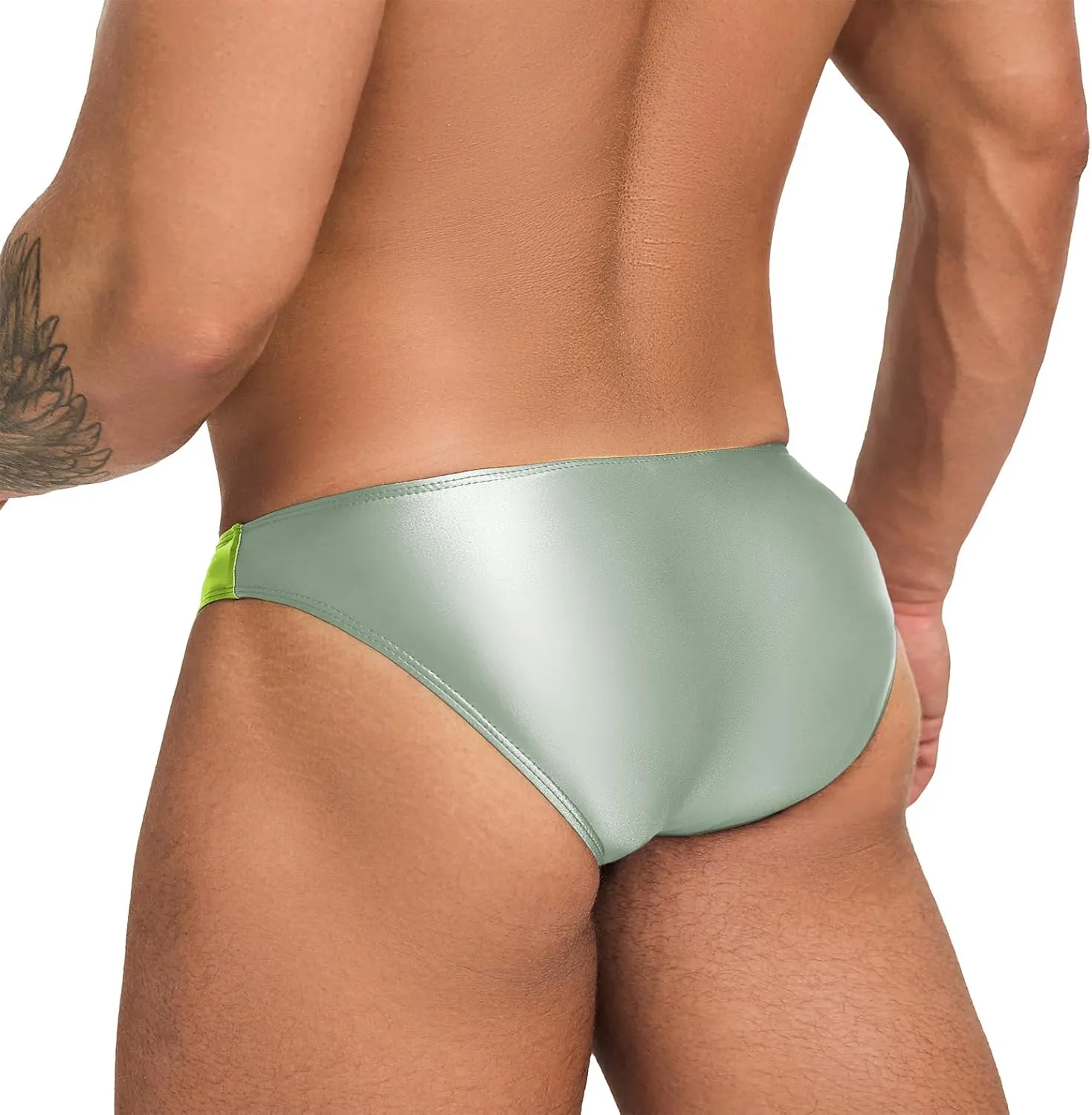 Oceanus Series Color-Blocked Swimming Trunks Spandex Triangle Sexy Fashion Vacation Navy Style Beach spa（511）
