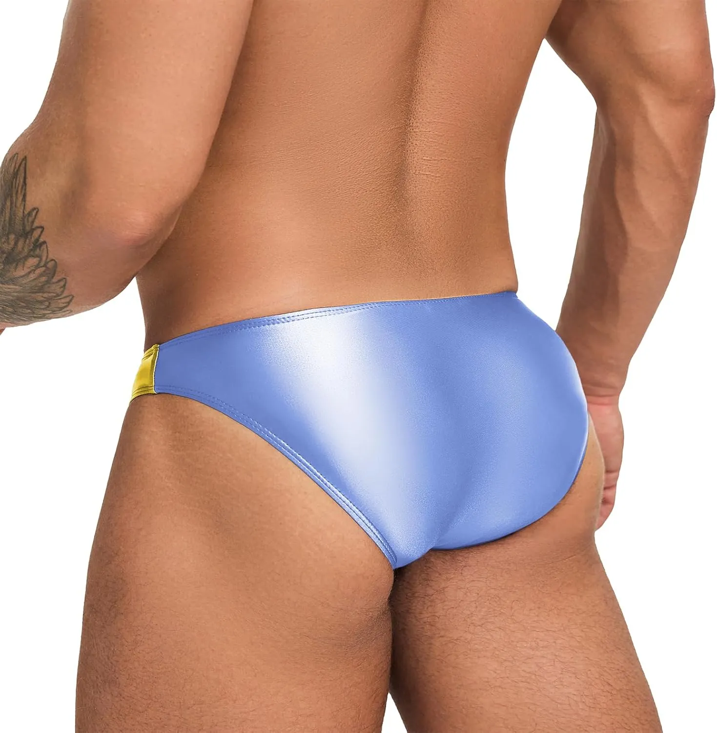 Oceanus Series Color-Blocked Swimming Trunks Spandex Triangle Sexy Fashion Vacation Navy Style Beach spa（511）