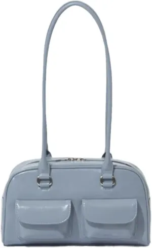 One Shoulder Armpit Wrapped in Oiled Wax Leather Bag, Double Pocket Casual Handbag