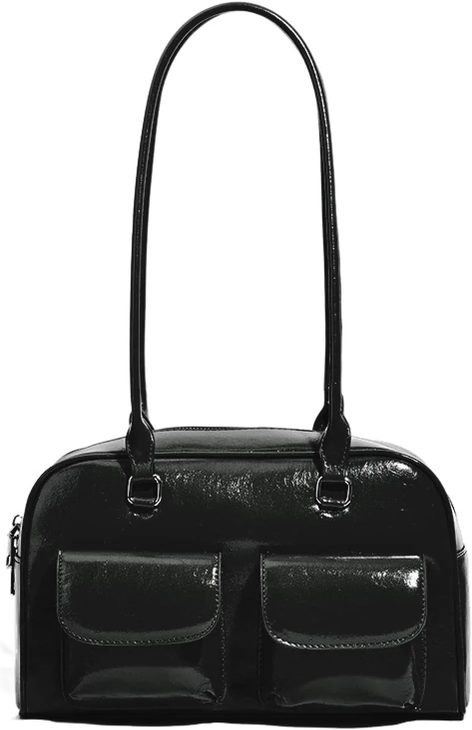 One Shoulder Armpit Wrapped in Oiled Wax Leather Bag, Double Pocket Casual Handbag