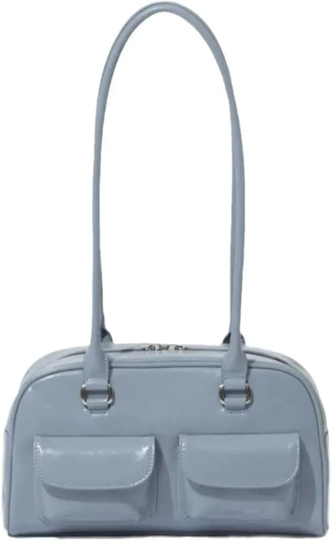 One Shoulder Armpit Wrapped in Oiled Wax Leather Bag, Double Pocket Casual Handbag