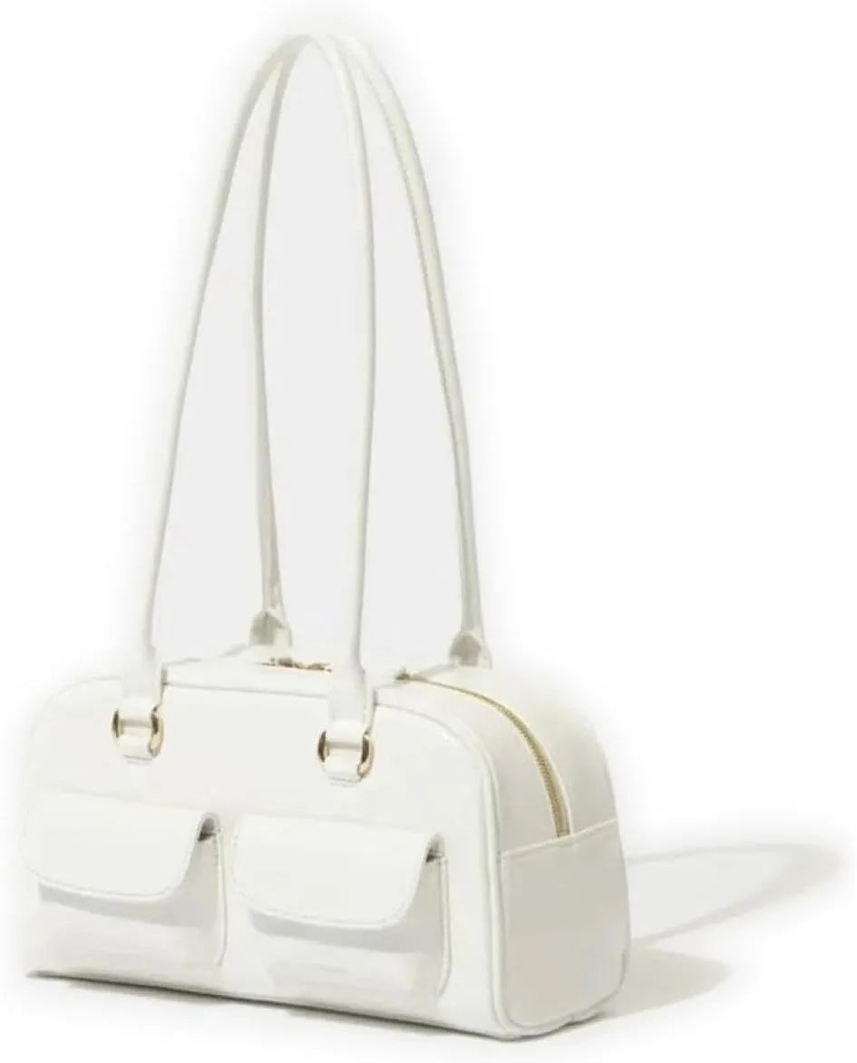 One Shoulder Armpit Wrapped in Oiled Wax Leather Bag, Double Pocket Casual Handbag
