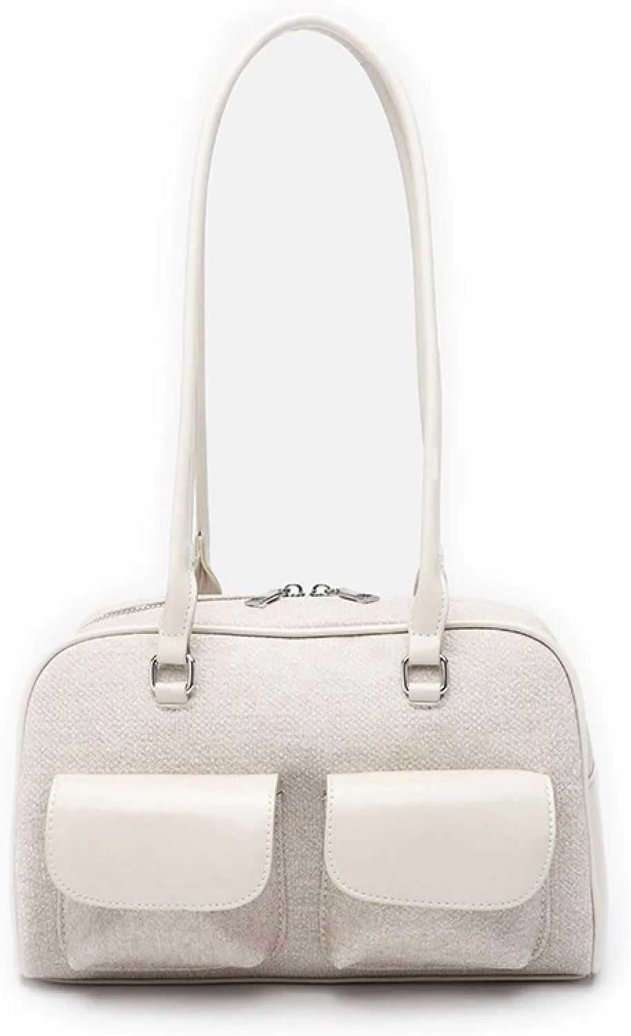 One Shoulder Armpit Wrapped in Oiled Wax Leather Bag, Double Pocket Casual Handbag