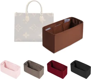 Onthego Inner Bags, Handbag Organizer for LV Onthego PM Bags, Purse Organizer Insert for Women with Silky Satin (Gold)