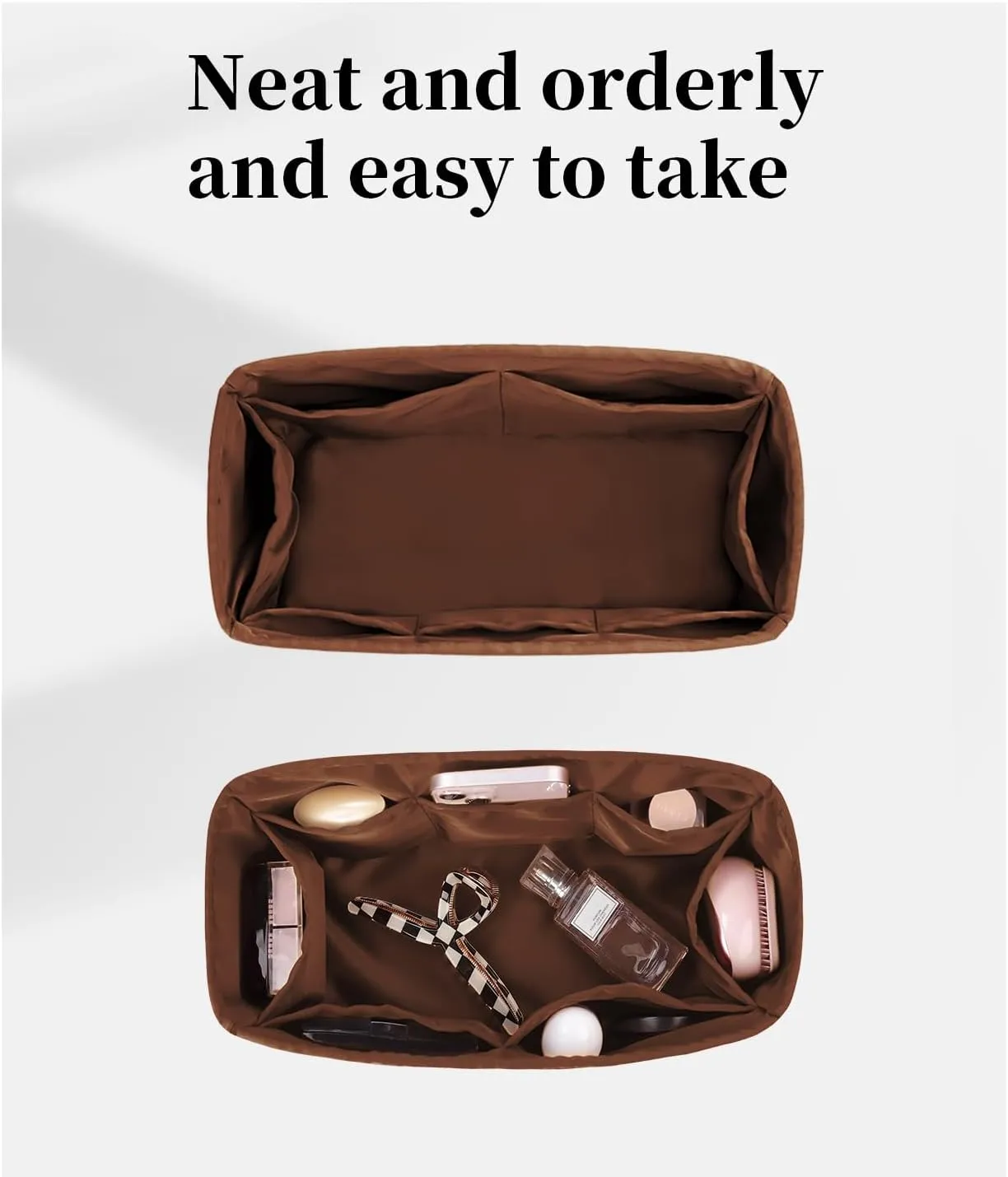 Onthego Inner Bags, Handbag Organizer for LV Onthego PM Bags, Purse Organizer Insert for Women with Silky Satin (Gold)