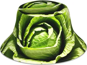Outdoor Reflective Bucket Hat for Women and Men Protection Headwear for Travel Camping Bright Cabbage Pattern Black