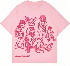 Oversized Graphic Tees Men Vintage Y2K Print Shirts Streetwear Unisex Harajuku T-Shirts