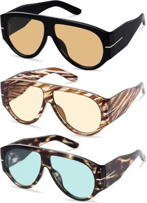 Oversized Retro Aviator Sunglasses for Women Men Trend 70s Thick Classic Vintage Style Sun Glasses