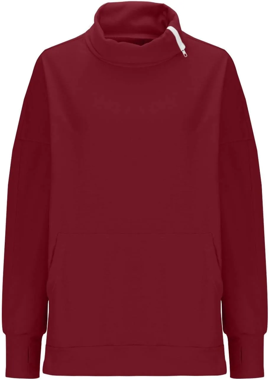 Oversized Sweatshirts for Women Trendy Zip High Neck Long Sleeve Solid Pullover Casual Cozy Warm Y2k Tops with Pocket