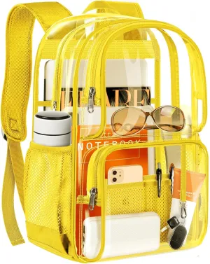 PAMANO Clear Backpack Heavy Duty Transparent See Through Bag for College Work Travel Security,Yellow