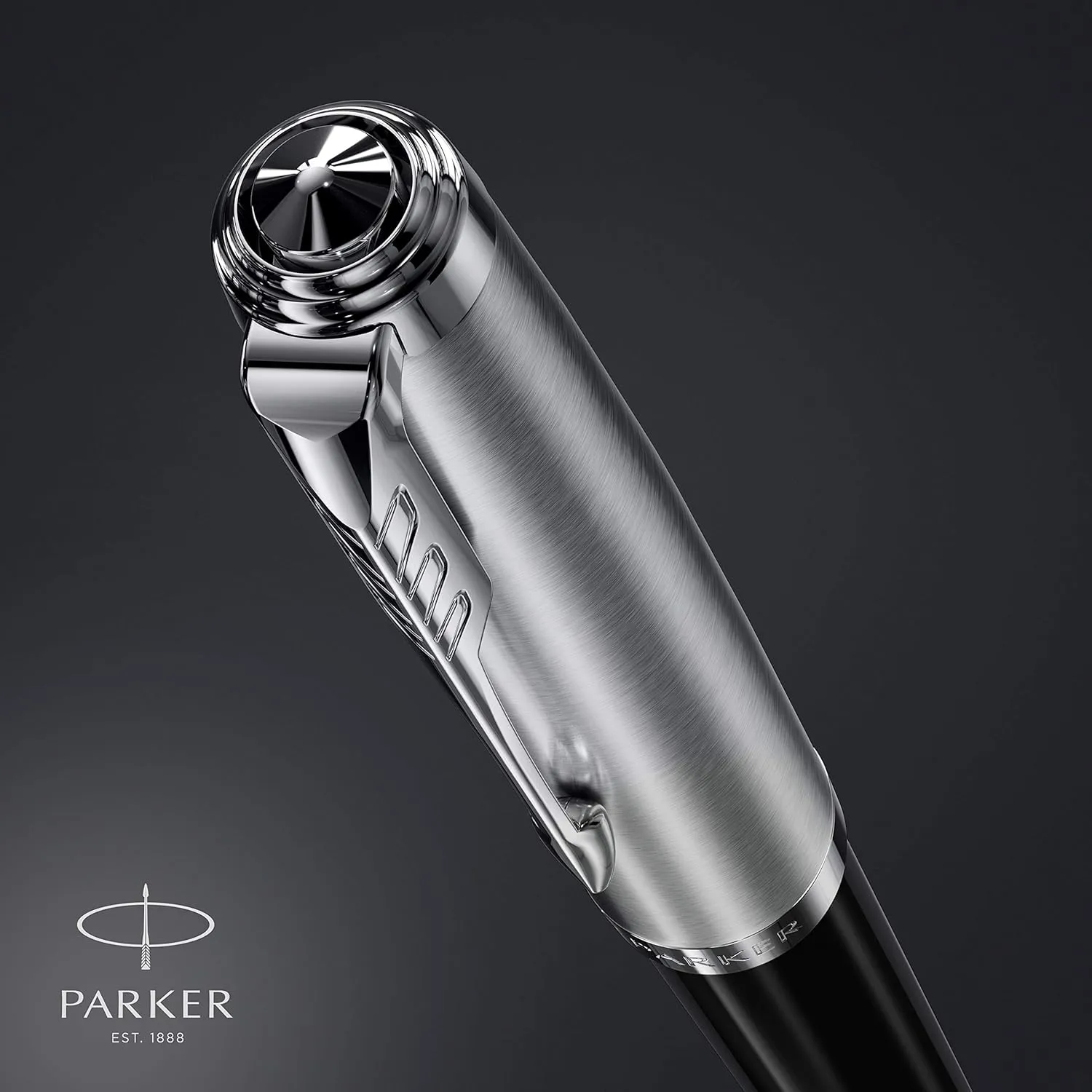 Parker 51 Fountain Pen | Black Barrel with Chrome Trim | Fine Nib with Black Ink Cartridge | Gift Box
