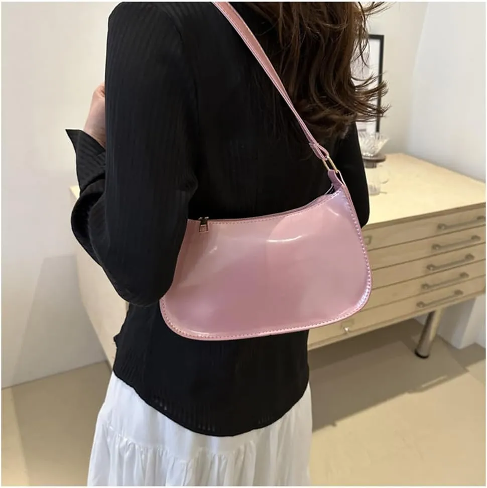 Patent Leather Clutch Purse Shiny Evening Handbags for Women Armpit Shoulder Bag MINI Hobos