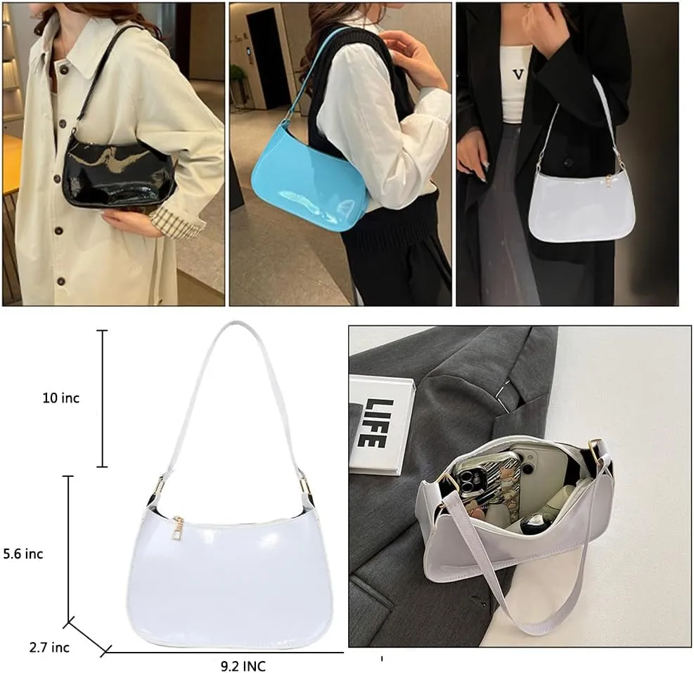 Patent Leather Clutch Purse Shiny Evening Handbags for Women Armpit Shoulder Bag MINI Hobos