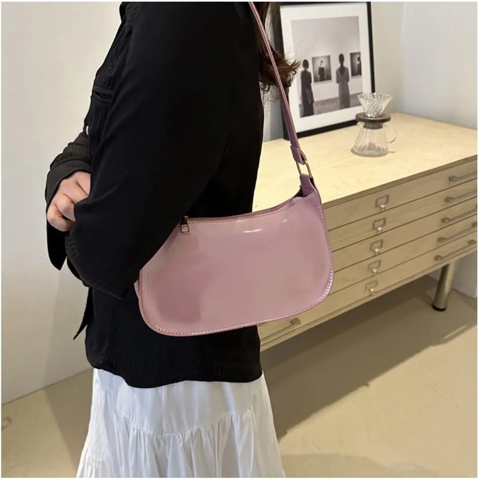 Patent Leather Clutch Purse Shiny Evening Handbags for Women Armpit Shoulder Bag MINI Hobos