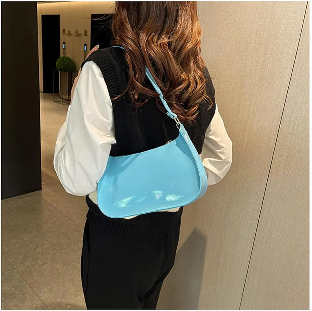 Patent Leather Clutch Purse Shiny Evening Handbags for Women Armpit Shoulder Bag MINI Hobos