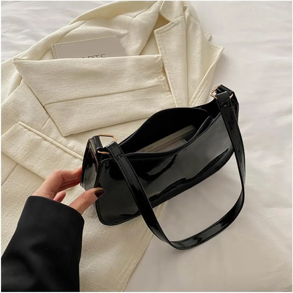 Patent Leather Clutch Purse Shiny Evening Handbags for Women Armpit Shoulder Bag MINI Hobos