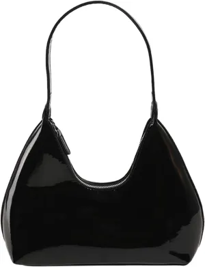 Patent Leather Hobo Shiny Handbags Cute Evening Clutch Armpit Shoulder Bag Crescent Purse