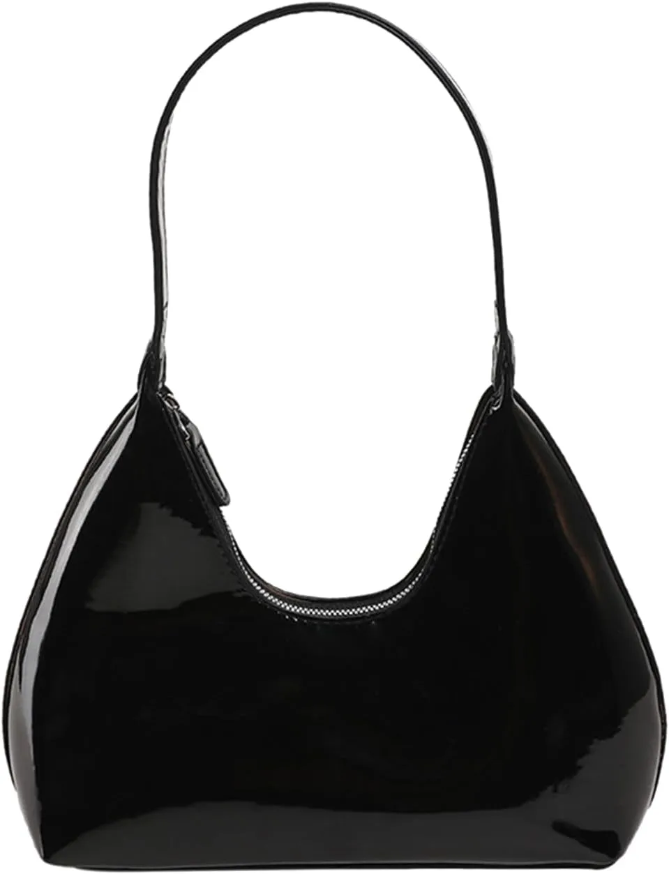 Patent Leather Hobo Shiny Handbags Cute Evening Clutch Armpit Shoulder Bag Crescent Purse