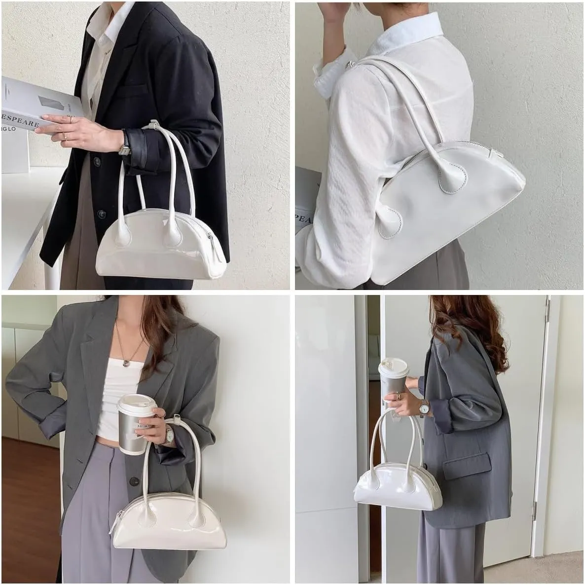 Patent Leather Shoulder Purse for Women Tote Handbags Small Top Handle Purse Cute Clutch Hobo Bag Satchel