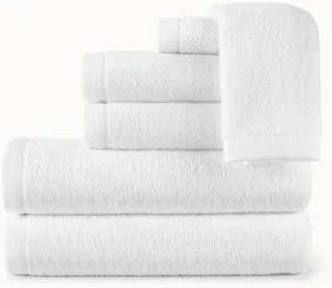Peacock Alley Jubilee Bath Towels - Luxurious 100% Long Staple Cotton Textured Bath Towels with 600 Gram Weight - 6pc Towel Set (White)