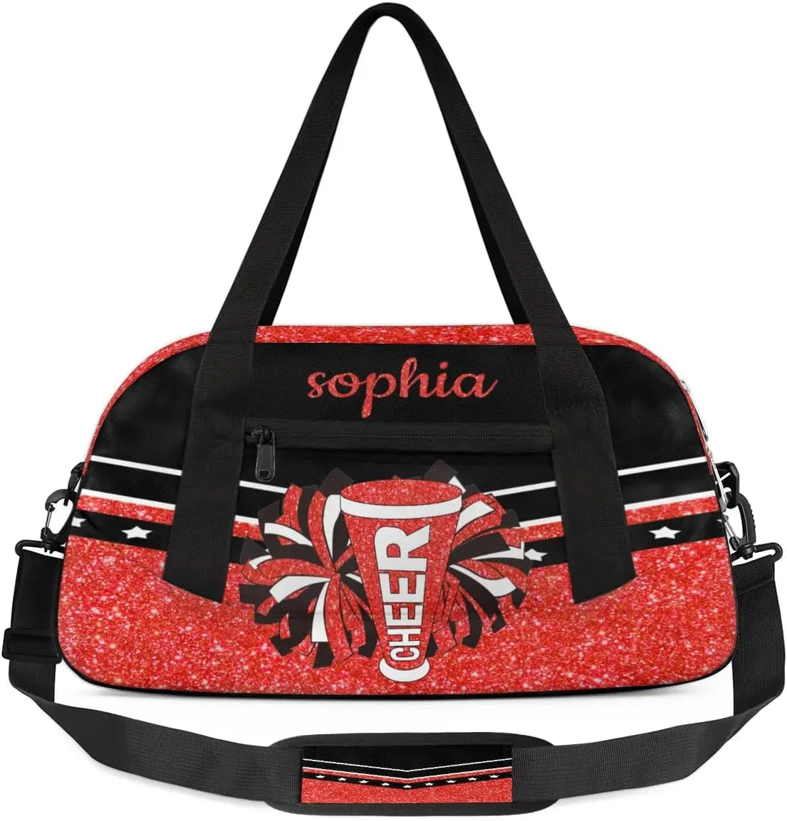 Personalized Cheer Bag with Name Custom Sport Duffel Bag for Girls Cheerleader Bags Overnight Weekender Bags Carry On Travel Bag, Glitter Pink