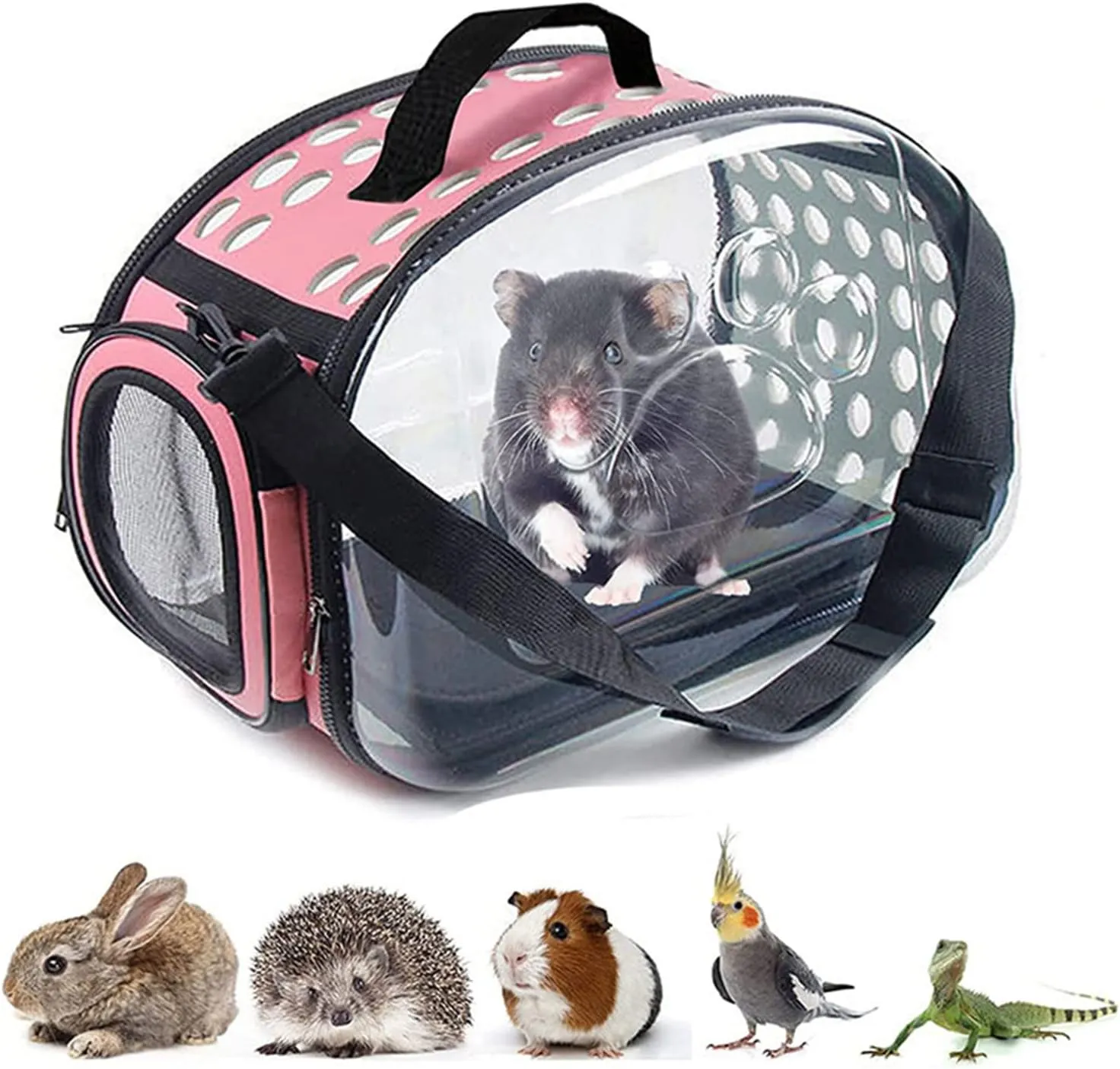 Pet Carrier for Hamster-Carry Bag Small Animals Portable Travel Bags with Adjustable Belt Guinea-Pig Outgoing Carry Case