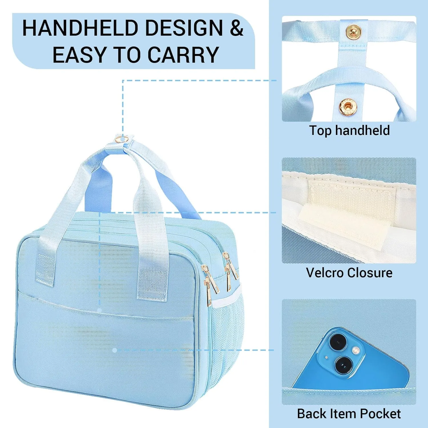 PIIOSER Breastmilk Cooler Bag with Ice Pack, Compatible with Wearable Breast Pumps & Accessories - Portable Pumps Carrying Case for Nursing & Working Moms, Blue
