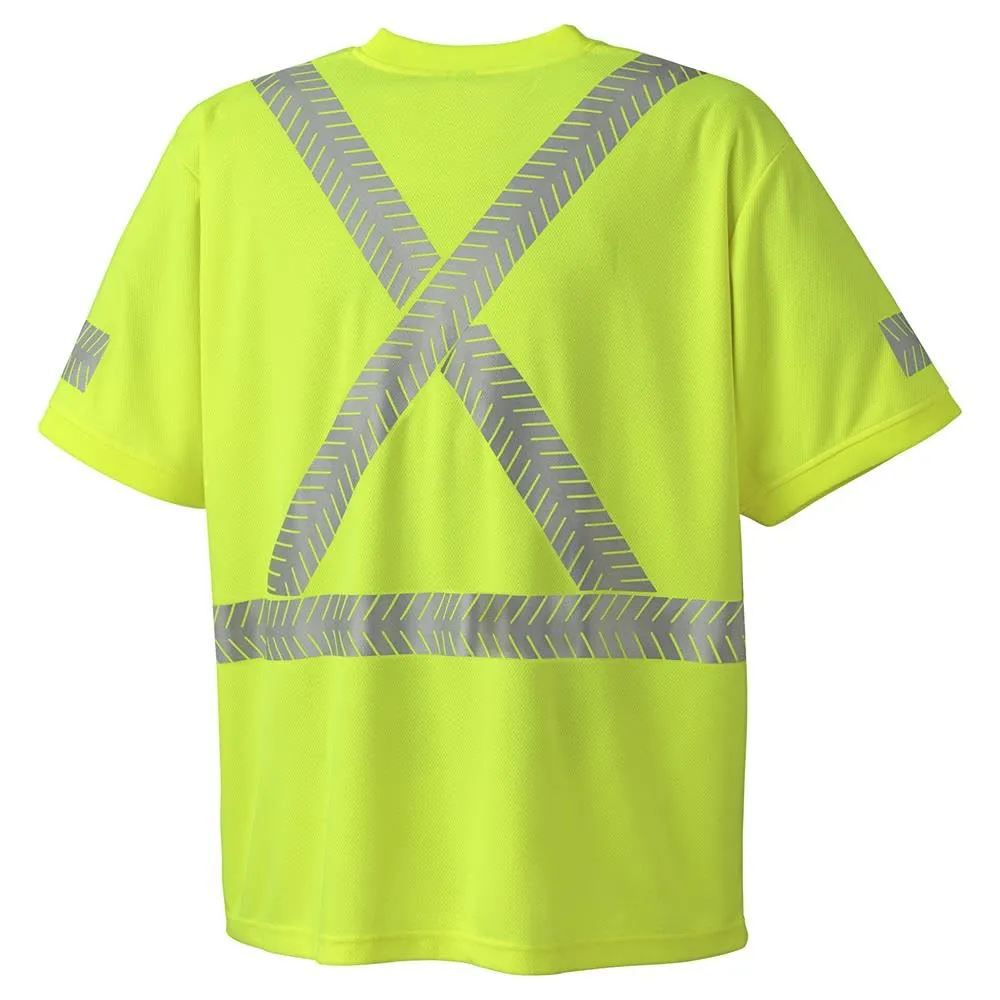 Pioneer Hi Vis Safety T-Shirt for Men - Lightweight Cool Pass Fabric - UPF 50  Sun Protection - Reflective Tape - Yellow/Green
