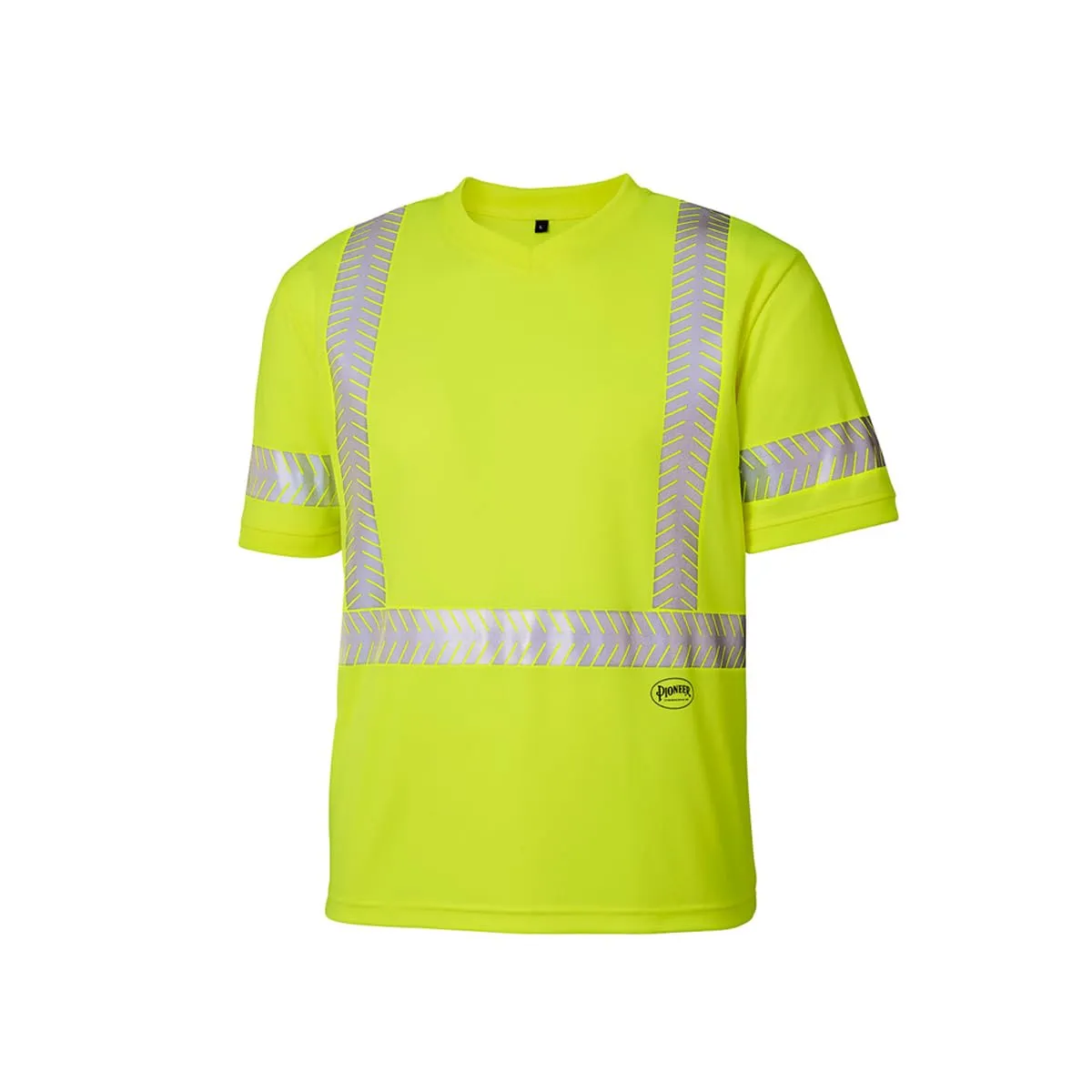 Pioneer Hi Vis Safety T-Shirt for Men - Lightweight Cool Pass Fabric - UPF 50  Sun Protection - Reflective Tape - Yellow/Green