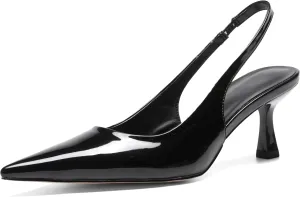 Pointed Toe Slingback Heels for Women Slip On Kitten Heel Pumps