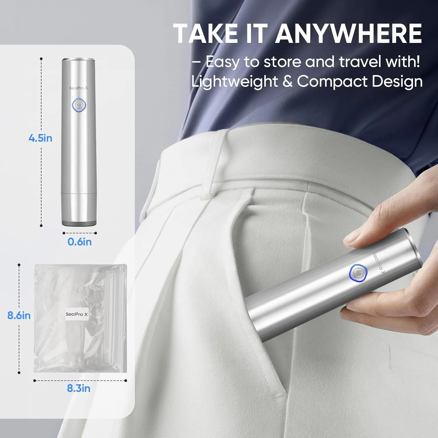 Portable Handheld Vacuum Sealer for Food Preservation, Cordless Vacuum Sealer Mini Sealer   25 Reusable Sous Vide Bags