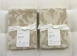 Pottery Barn Jacquard Medallion Standard Shams ~*~Set of Two~*~Ivory/Flax/Neutral~