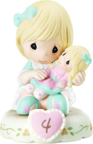 Precious Moments 152010 Growing In Grace, Age 4 Girl Bisque Porcelain Figurine Blonde
