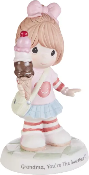 Precious Moments 193016 Grandma You're The Sweetest Girl with Ice Cream Cone Bisque Porcelain Figurine