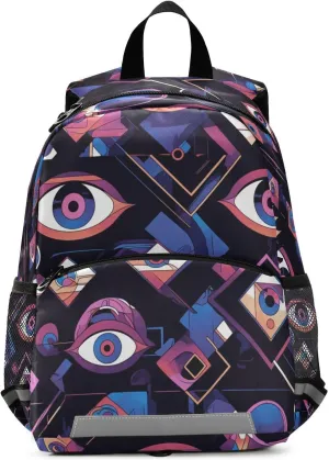 Preschool Kids Backpack Mini Lightweight Book Bag for School Travel Daypack, Evil Eye Circle White Obsidian