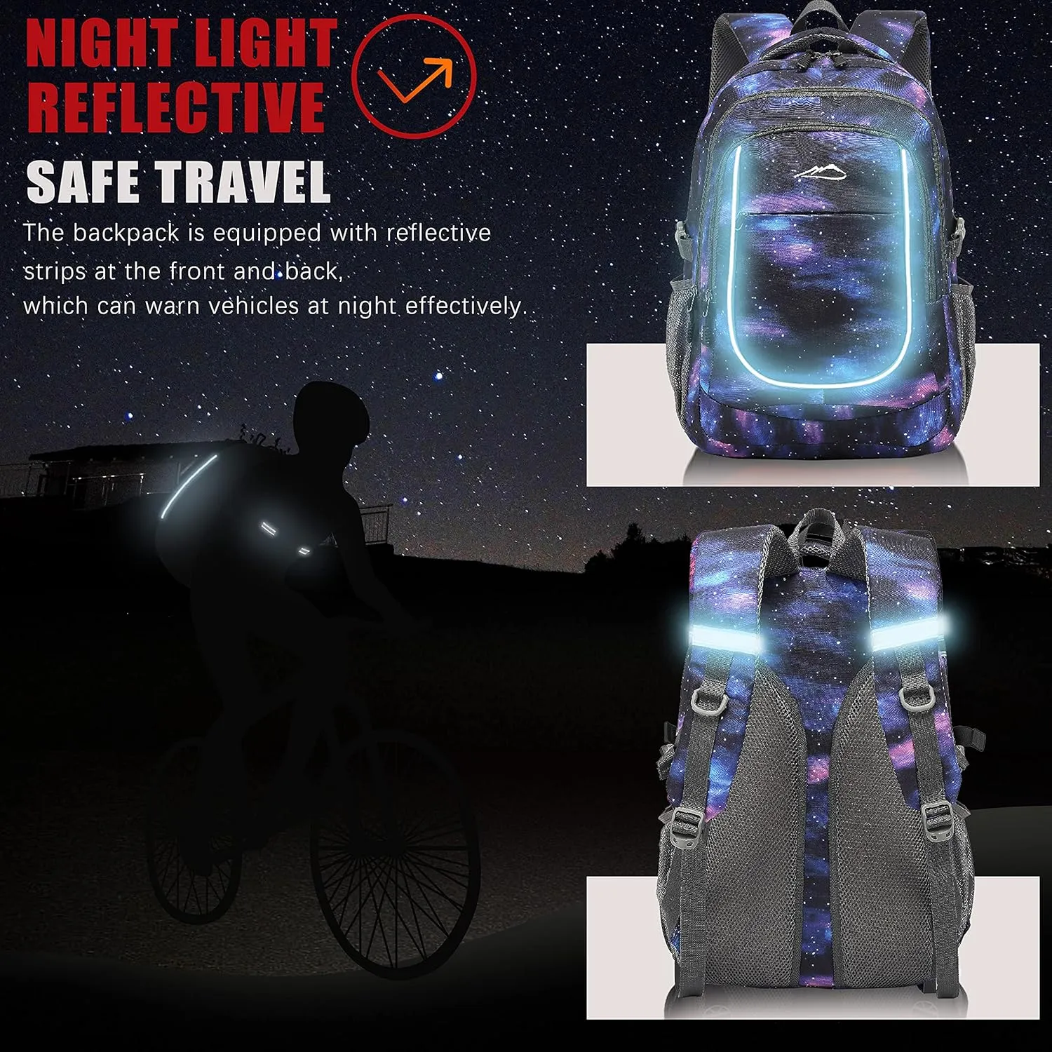 ProEtrade Backpack Bookbag for College Travel Business Hiking Fit Laptop Up to 15.6 Inch (Galaxy C)