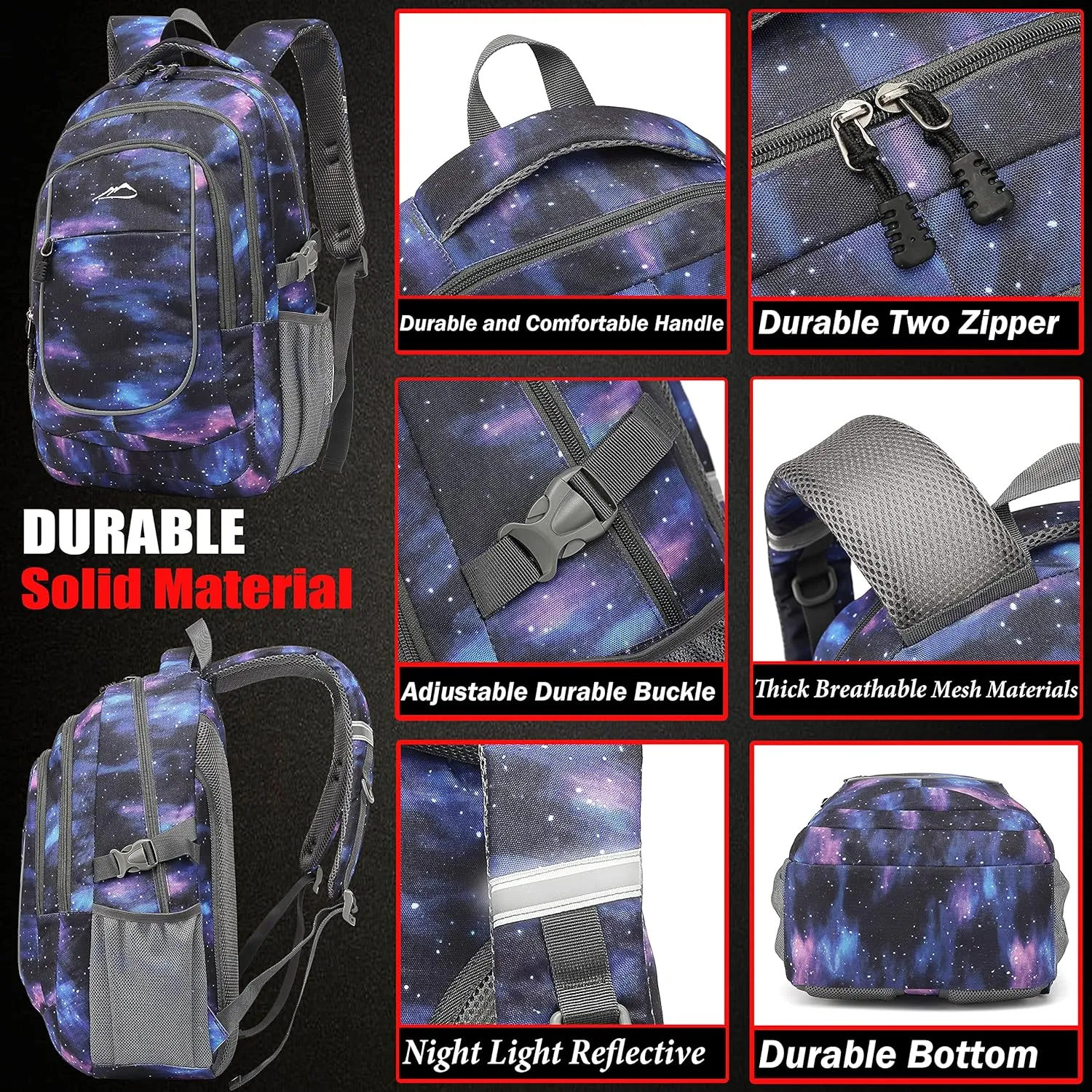 ProEtrade Backpack Bookbag for College Travel Business Hiking Fit Laptop Up to 15.6 Inch (Galaxy C)