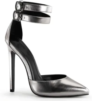 PROMI High Heels Black 12cm Pointed Fine Heel Shallow Buckle Strap Model Runway Dress Shoes