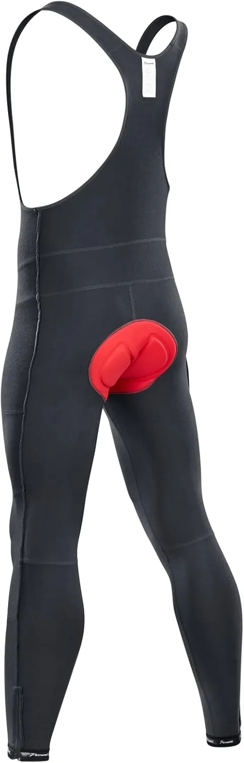 Przewalski Men's Cycling Bib Pants 4D Padded Bike Fleece Lined Thermal Biking Tights Leggings Riding Bicycle Pants