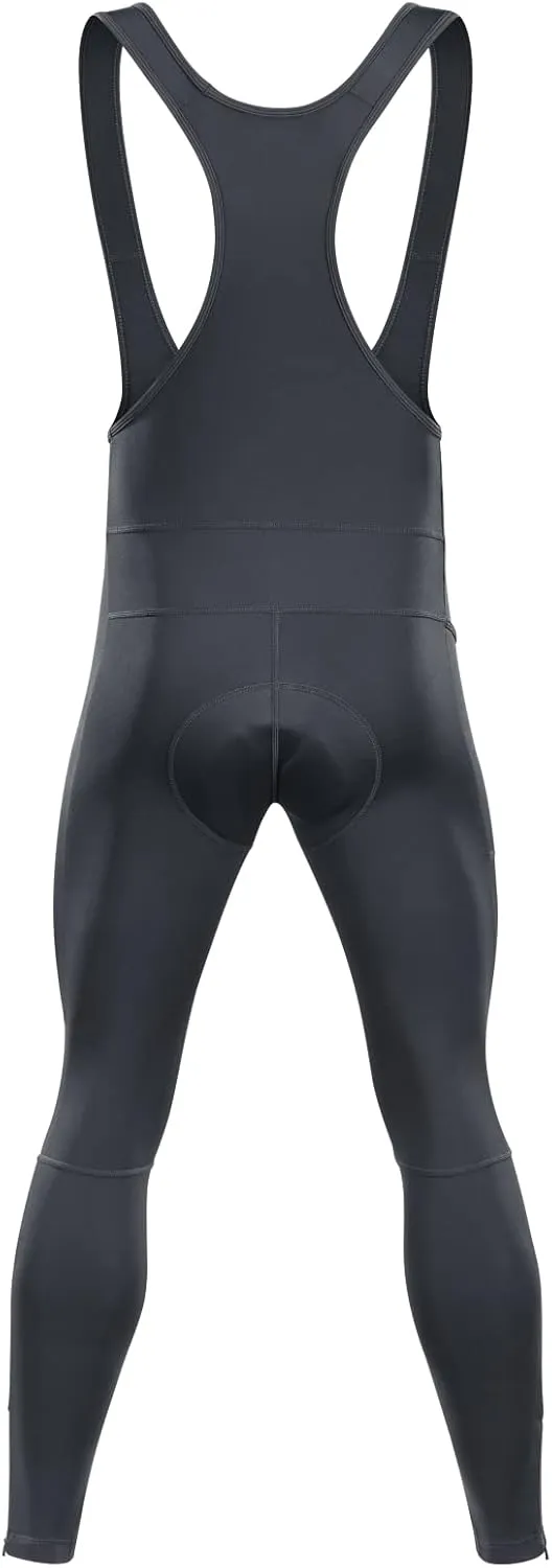 Przewalski Men's Cycling Bib Pants 4D Padded Bike Fleece Lined Thermal Biking Tights Leggings Riding Bicycle Pants