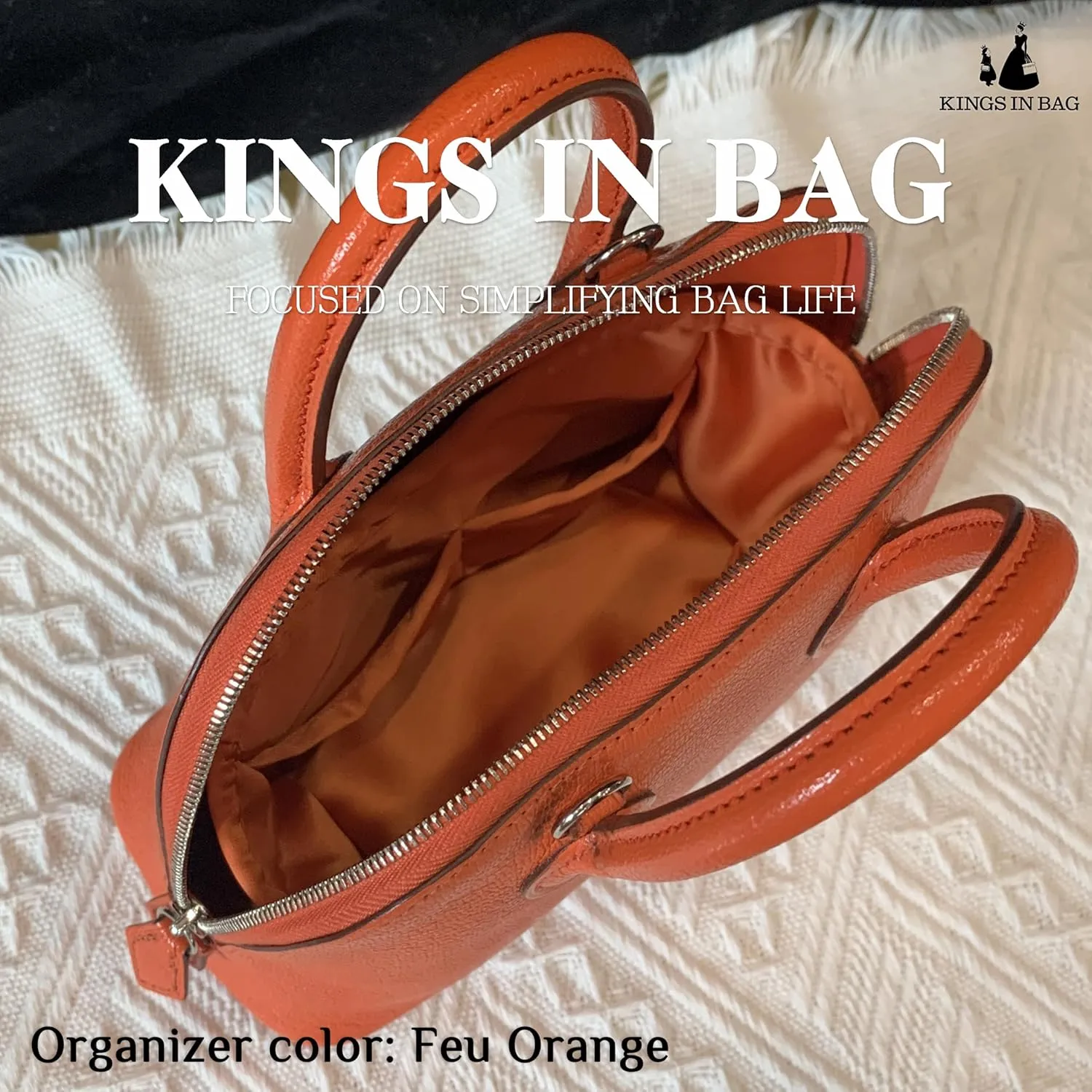 Purse Organizer for Hermes Bolide Bag, KINGS IN BAG Handmade Bag Organizer Insert Fits Bolide mini20/25/27/32, Lightweight Small Bag Insert with Multiple Pockets, Satin Bag Shaper(custom color)