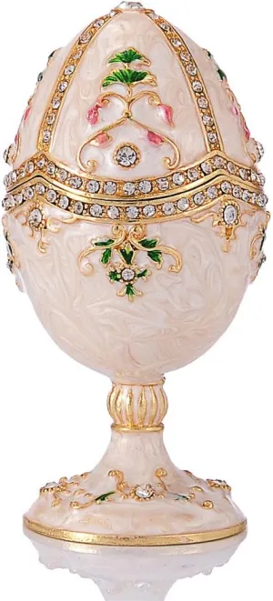 QIFU Hand Painted White Easter Egg Style Decorative Trinket Box(QF3388)