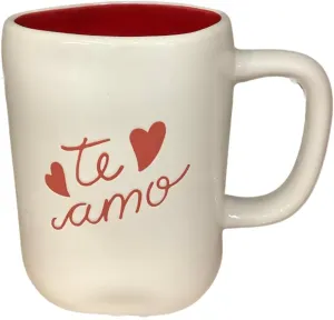 Rae Dunn Valentine's Day Valentines Cream White Coffee Tea Mug (Te Amo (Red Interior))