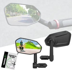 RBRL Bicycle Mirror, Extra Large Bike Mirror, 360° Adjustable Shatterproof and Durable Bar End Rear View Mirror Bicycle, Bicycle Side Mirror for E-Bike (Set)